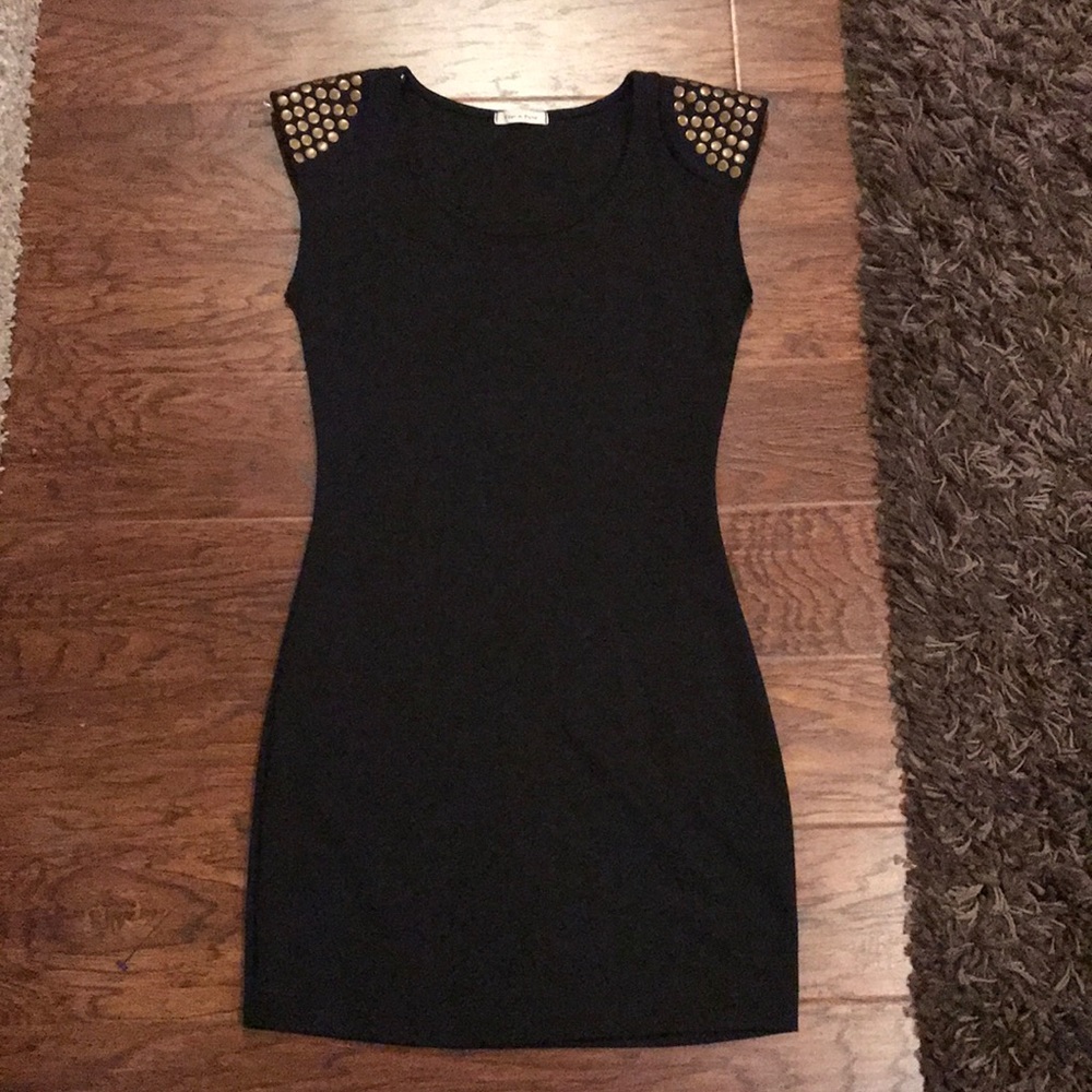 Black and gold studded bodycon dress